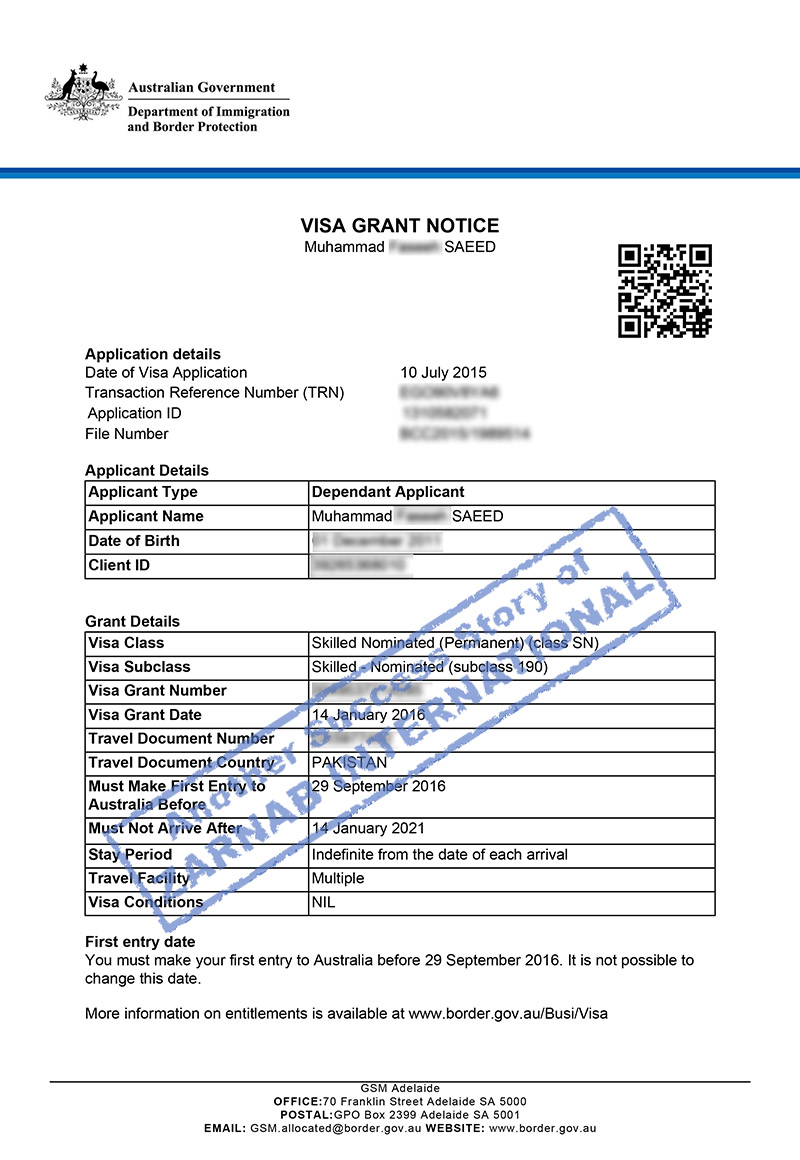 Visa Grant (329)